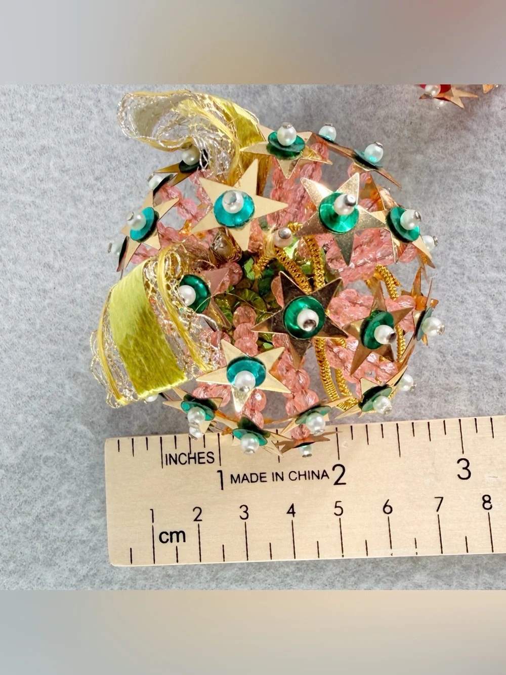 Atomic Starburst Cluster Star Pink Beaded Pushpins Christmas Ornament Vintage 2